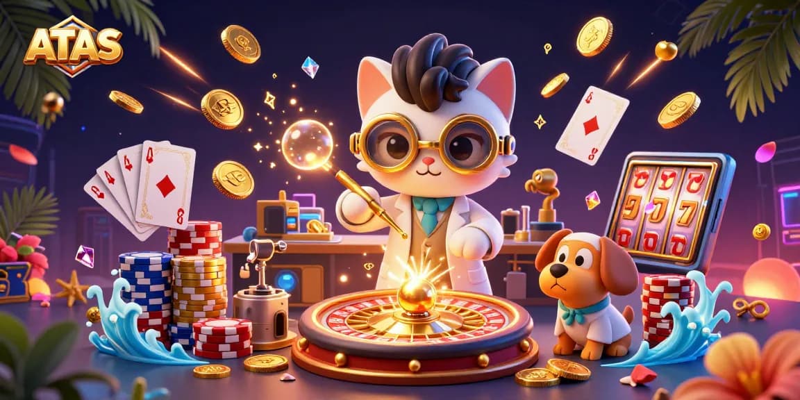 Experience ATAS Casino with vibrant 3D characters and exciting gaming elements.