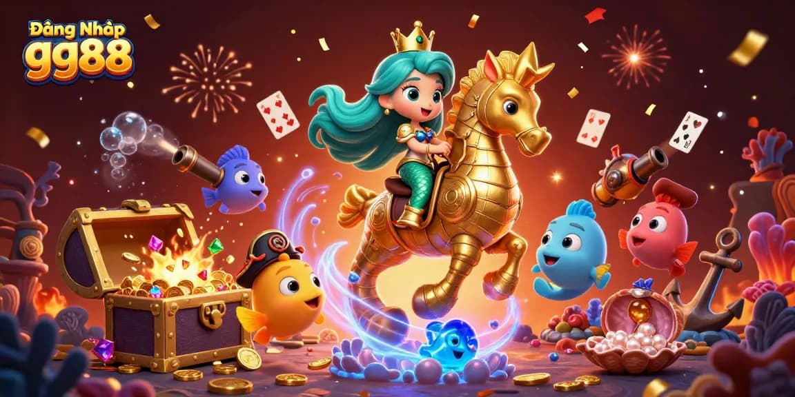 Experience the fun and excitement of Đăng Nhập gg88 as colorful characters celebrate with treasure and candy!