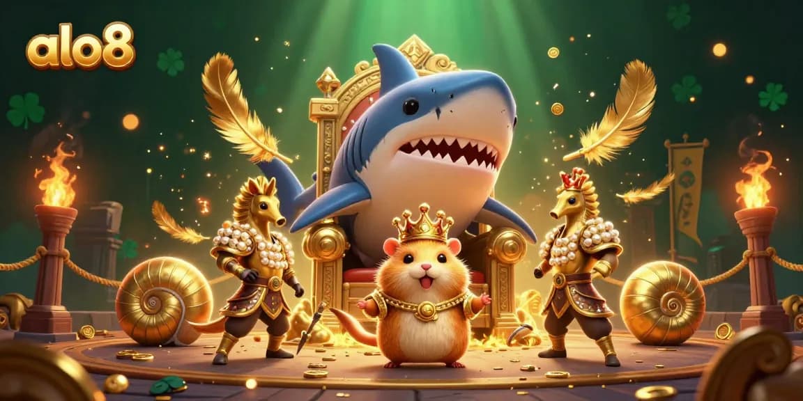 Spin the reels at alo8 with vibrant 3D characters in a dynamic casino scene.