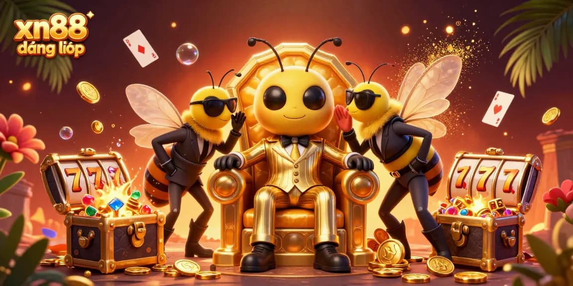 xn88 đăng nhập brings excitement with a bumblebee mob boss and wasp bodyguards in a dynamic casino scene.