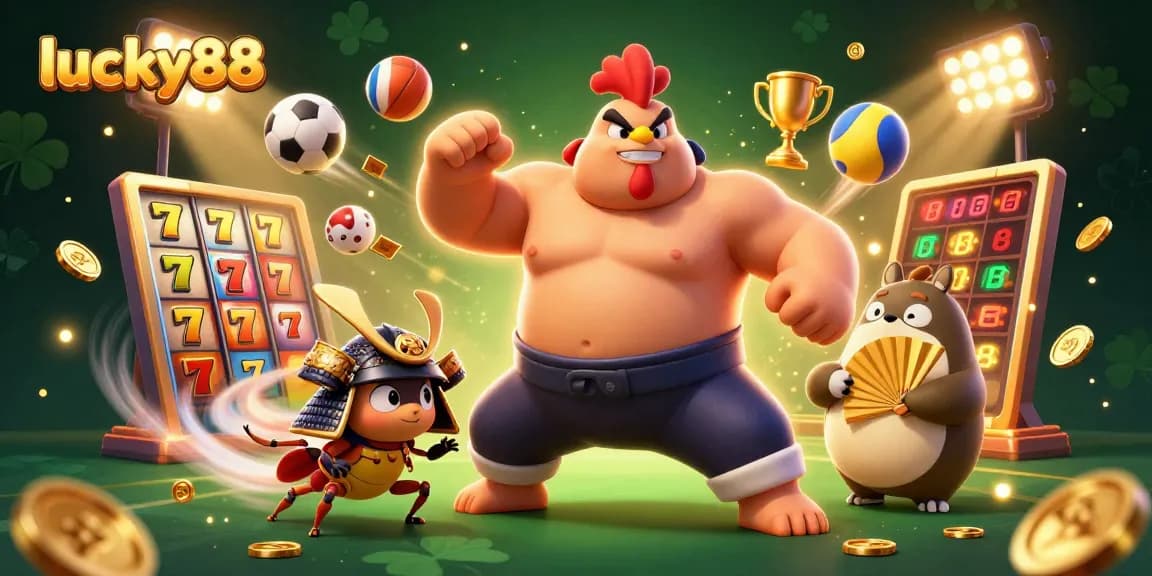 Engage with lucky88 slot machines in a vibrant casino scene featuring unique characters.