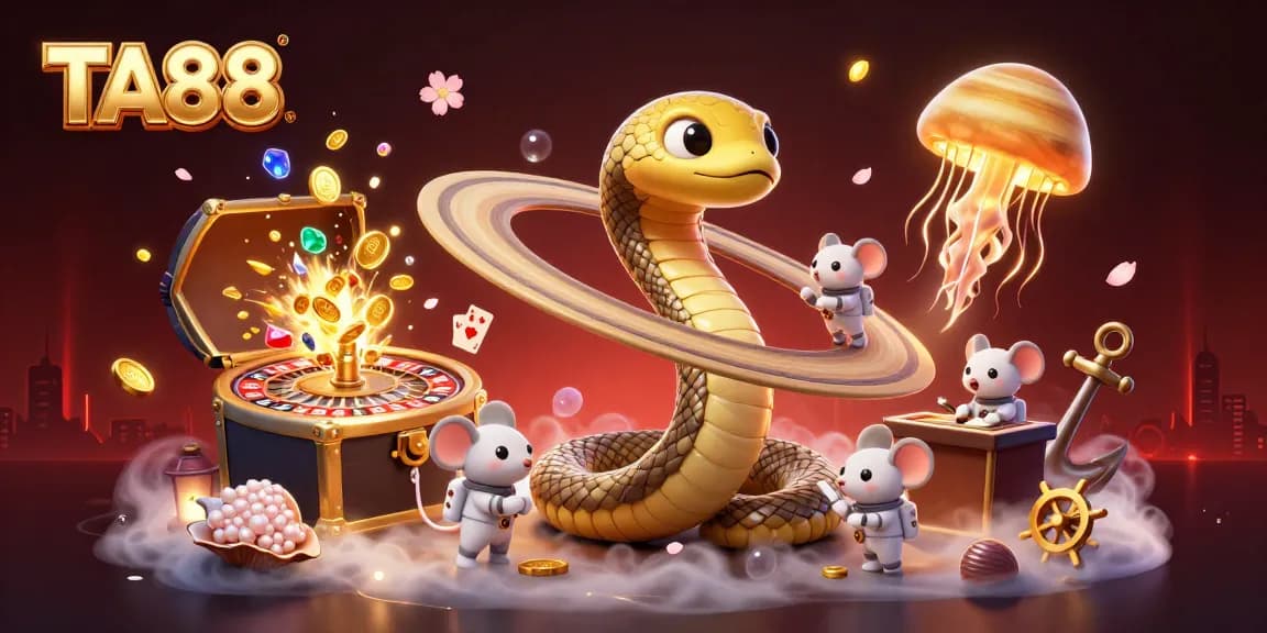 Engage in exhilarating gaming at TA88 with a vibrant cosmic casino featuring unique characters and dynamic elements.