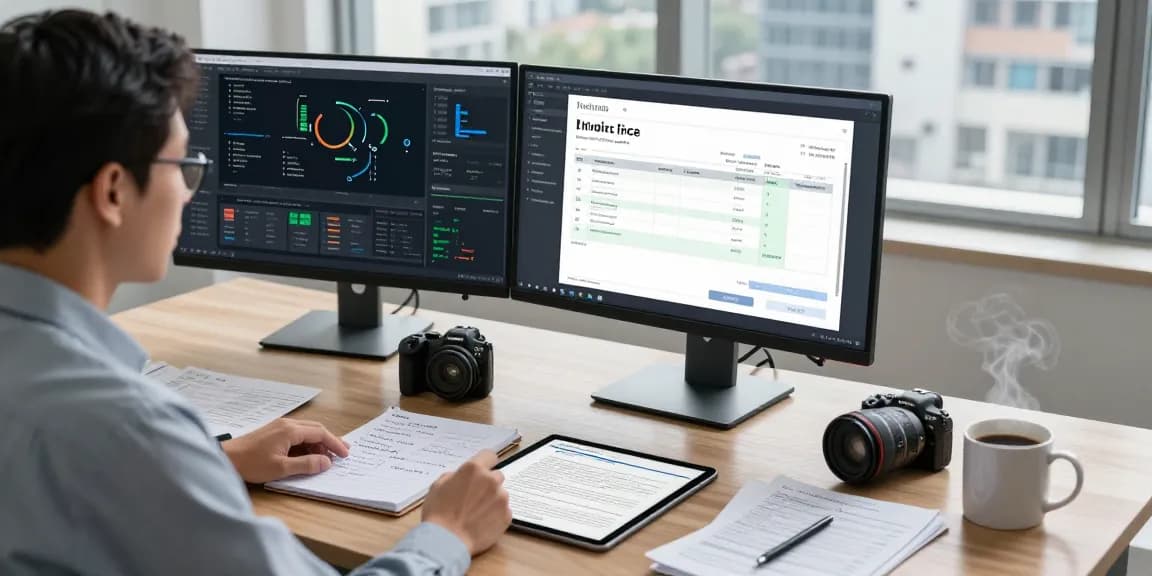 Digital workspace focusing on tools to detect fake invoice authenticity.