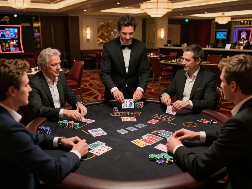 Players enjoying a game of blackjack at a sun win casino, engaging in strategic gameplay.