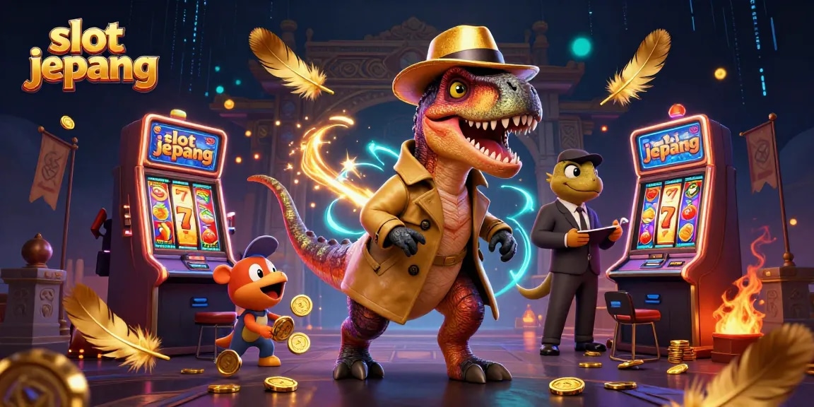 Experience thrilling slot jepang action with animated characters at a vibrant casino scene.