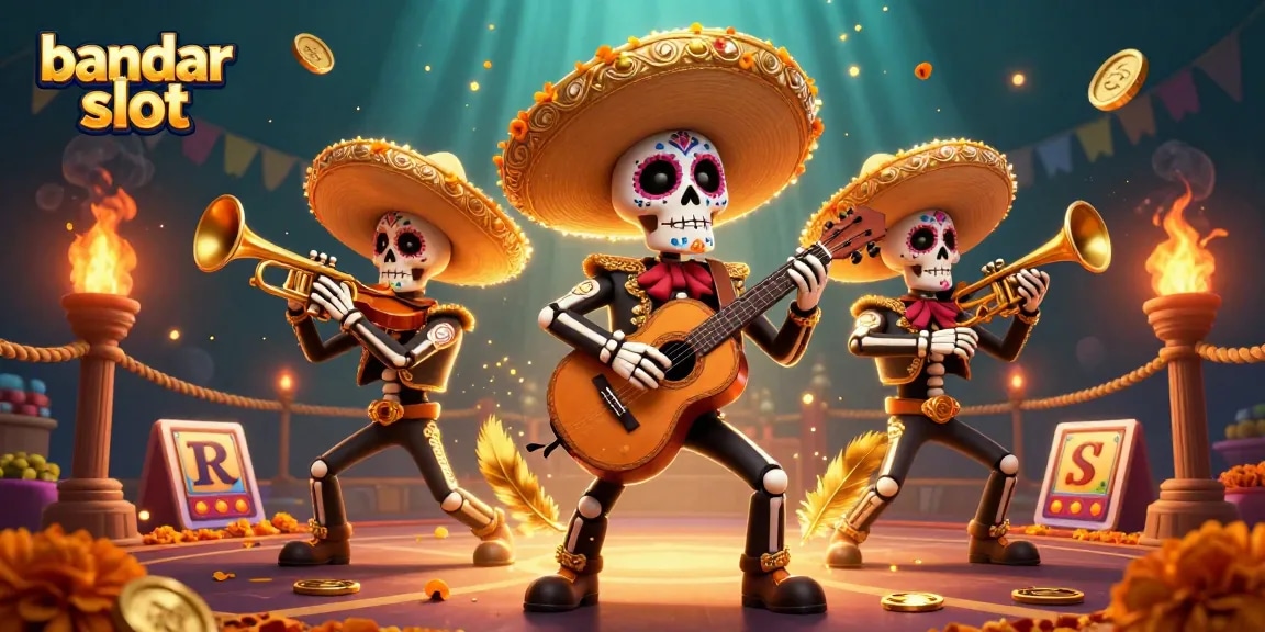 Enjoy thrilling wins with bandar slot featured in an energetic mariachi scene filled with vibrant casino elements.