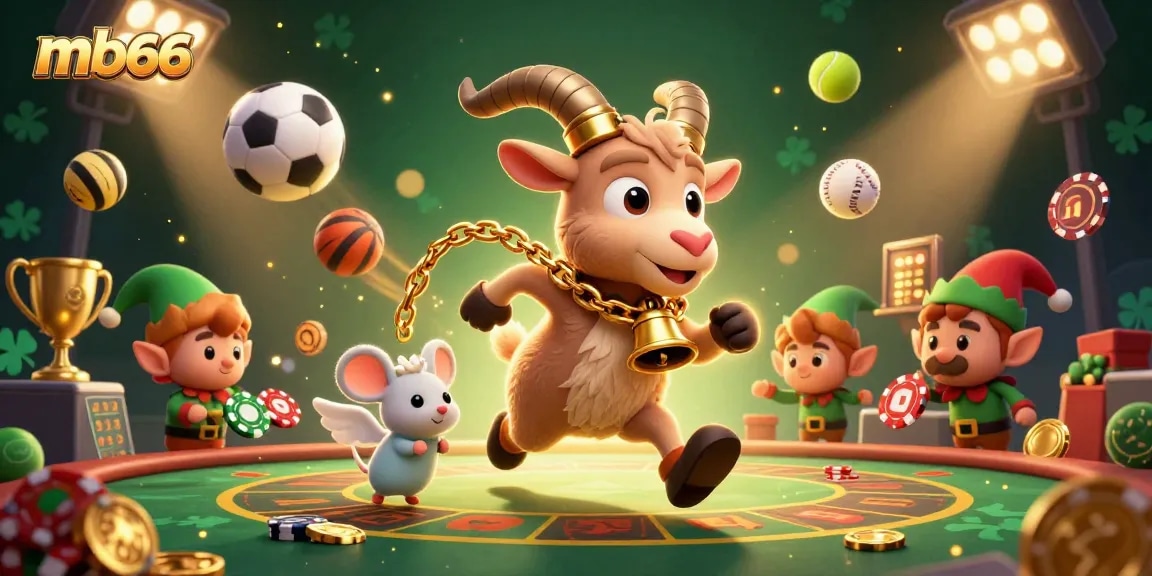 Experience thrilling gameplay at mb66 with festive characters and vibrant casino elements.
