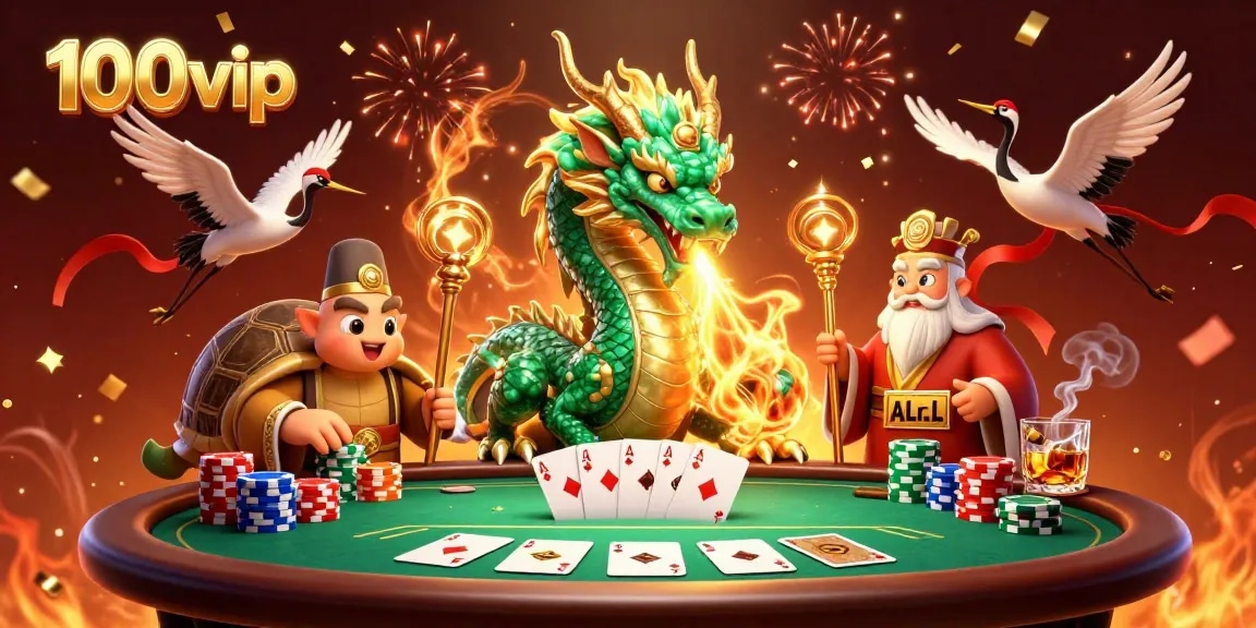 Experience excitement with 100vip as a jade dragon ignites the casino battlefield!