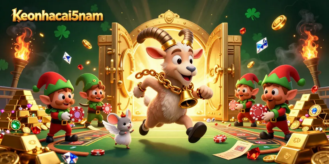 Engage with keonhacai5nam in a festive sports betting scene featuring a whimsical Krampus goat.