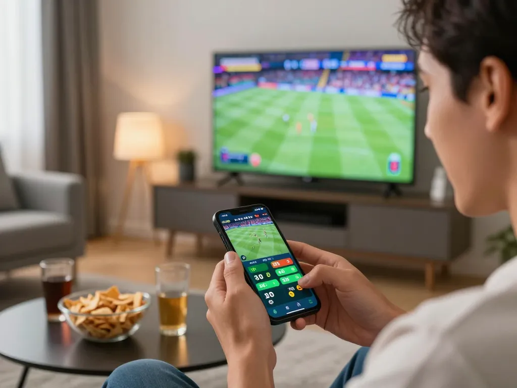Engaged in live betting at rr88, a person places a wager on their smartphone during an exciting sports match.