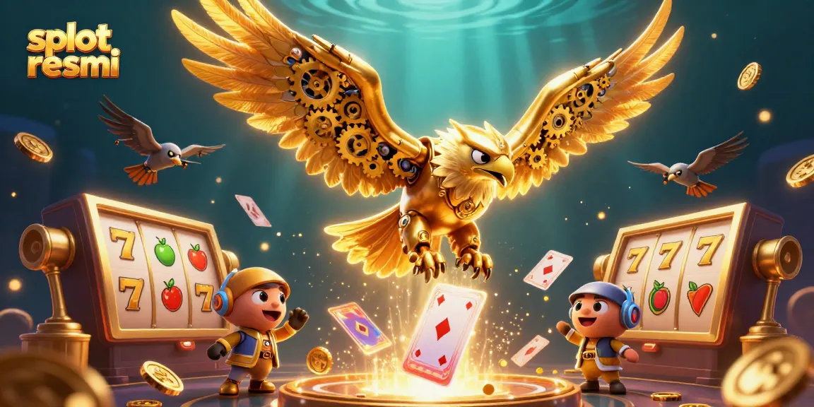 Experience winning strategies with slot resmi as a golden eagle soars through slot reels and casino elements.