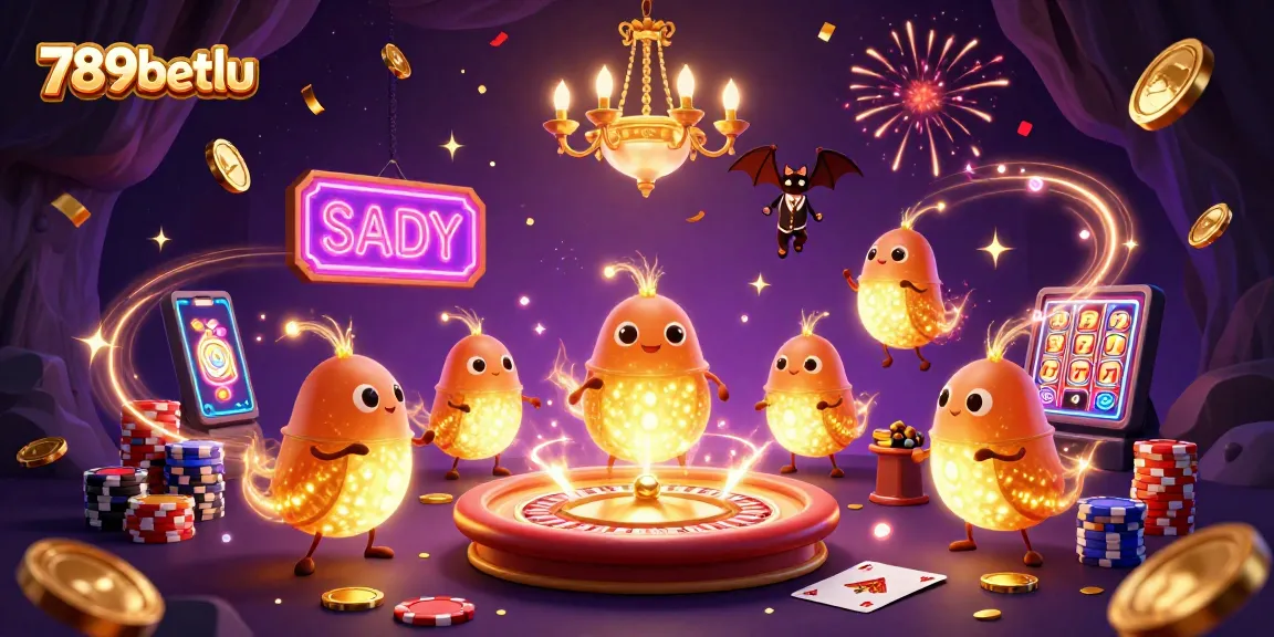 Experience the excitement of 789betlu with glowing glowworms illuminating a lively casino scene filled with dynamic elements.