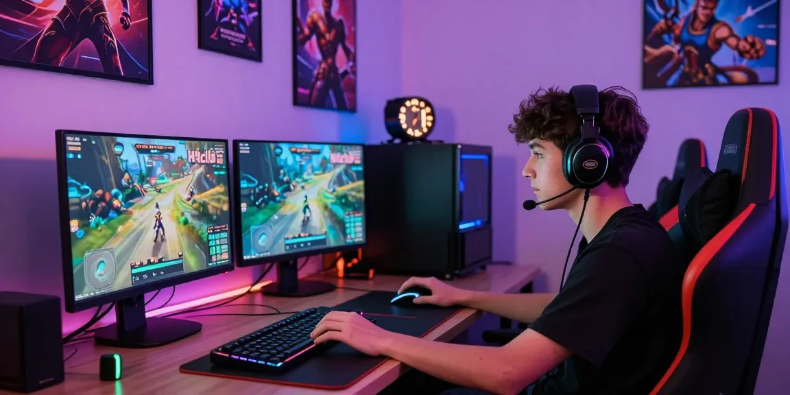 Young gamer enjoying Hitclub gameplay in a vibrant gaming setup