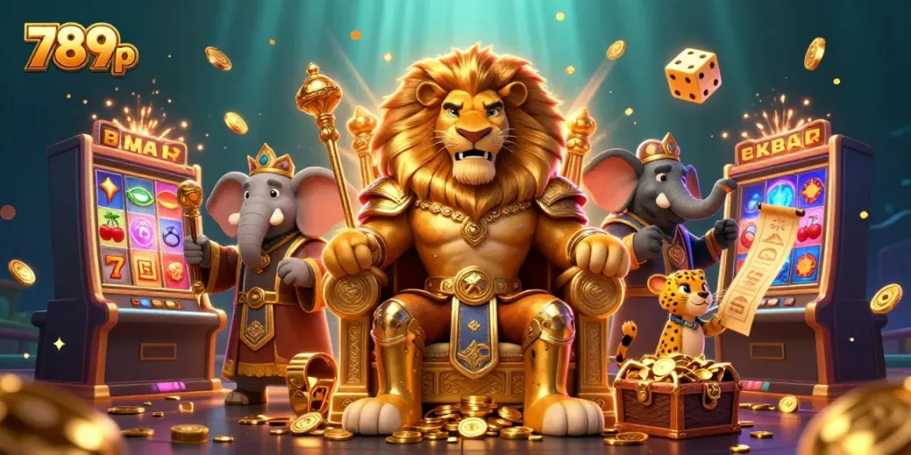 Experience thrilling gameplay with 789p in this vibrant casino-themed 3D scene featuring dynamic characters and jackpot elements.