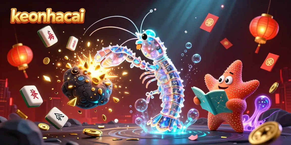 Unleash the fun of keonhacai with a galactic samurai mantis shrimp exploring a vibrant casino cosmos.