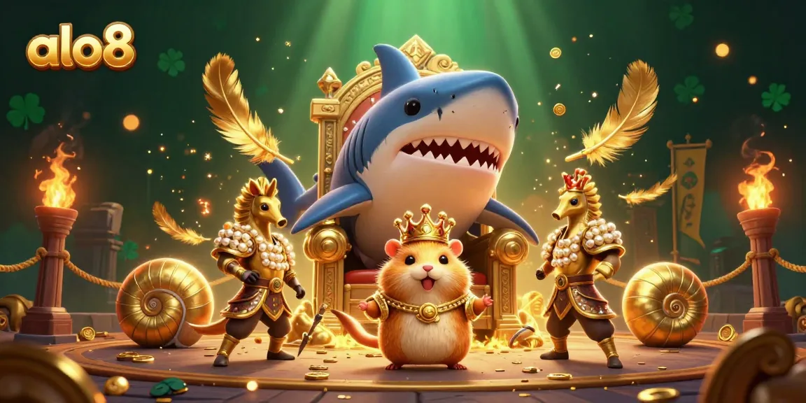 Spin the reels at alo8 with vibrant 3D characters in a dynamic casino scene.