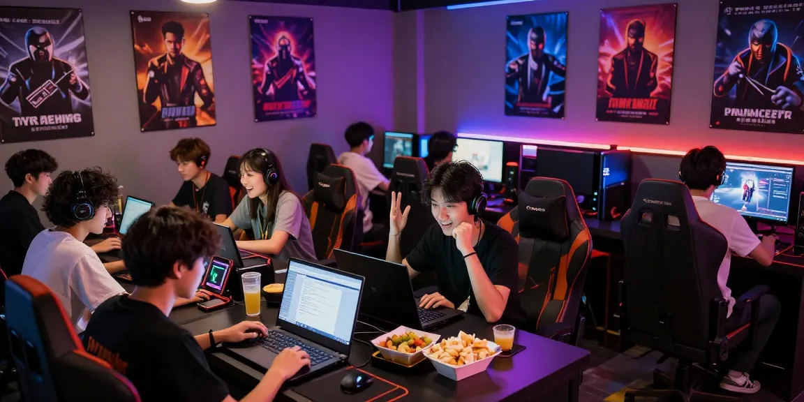 Exciting gaming lounge scene showcasing players enjoying rikvip online games with vibrant atmosphere.