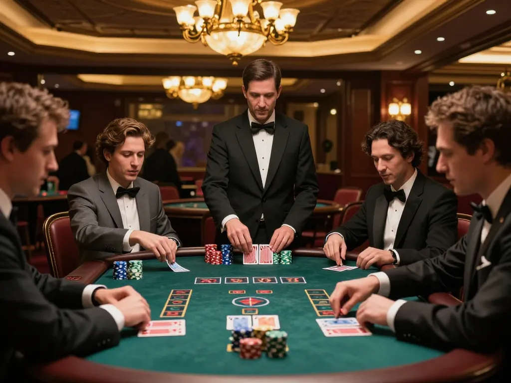 Engaged players at a high-stakes blackjack table showcasing keonhacaii strategies in a luxurious casino.