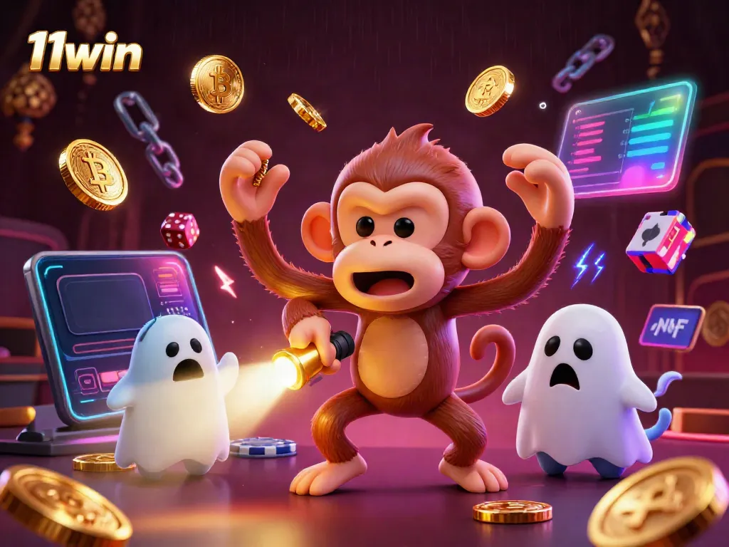 Experience thrilling gameplay at 11win with a lively haunted casino scene featuring playful characters and vibrant effects.