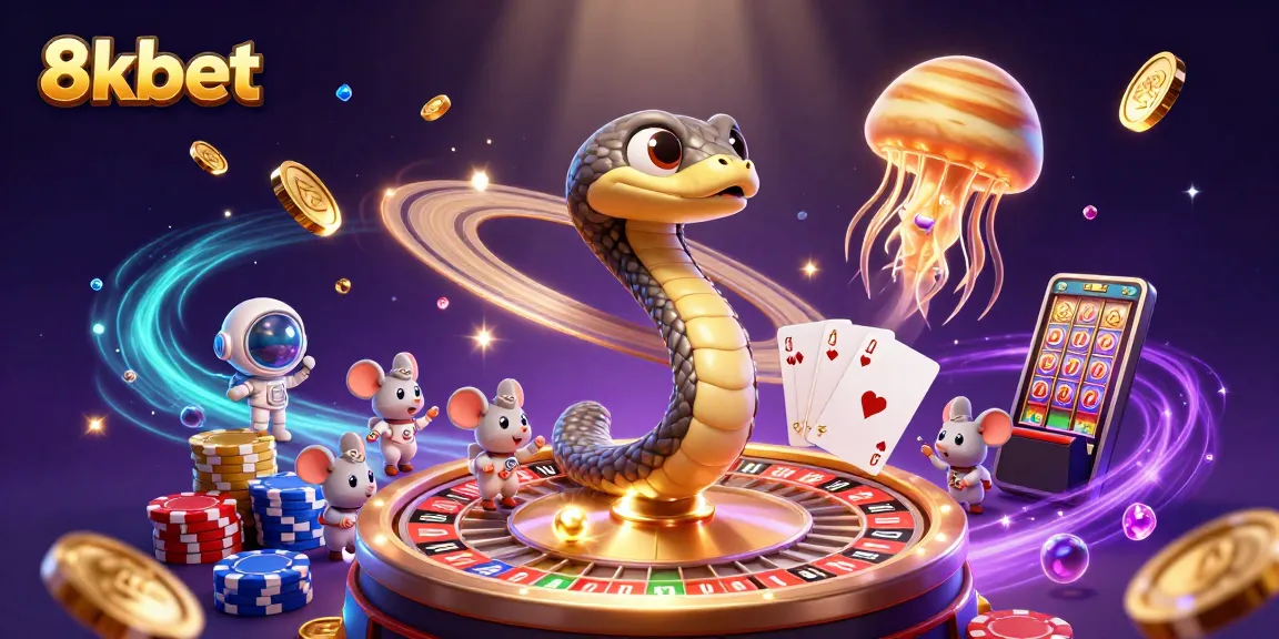 Experience thrilling betting with 8xbet at the cosmic casino of Saturn's rings, featuring unique characters and vibrant elements.