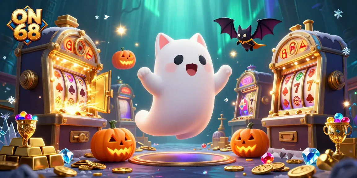 Engage with ON 68's haunted casino adventure featuring a ghost cat and a vampire bat.