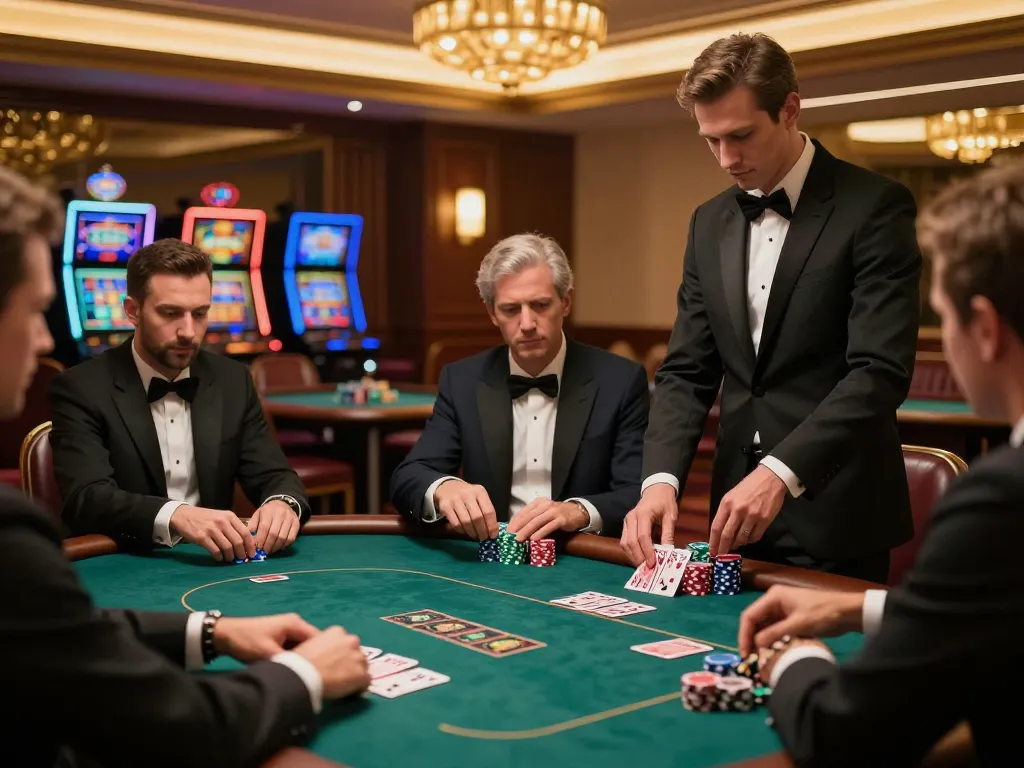 Engaged players at a high-stakes poker table showcasing Nhà Cái SC88 uy tín moments of strategic gameplay