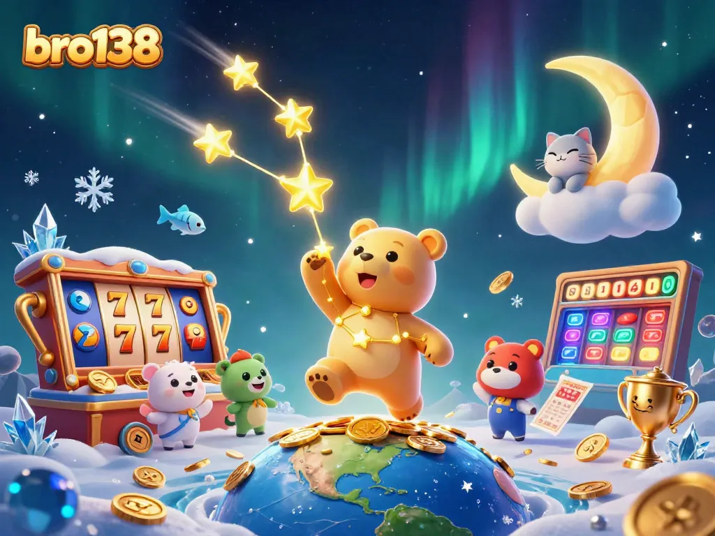 Experience the thrill of bro138 with dynamic gameplay featuring vibrant slot reels and playful characters.