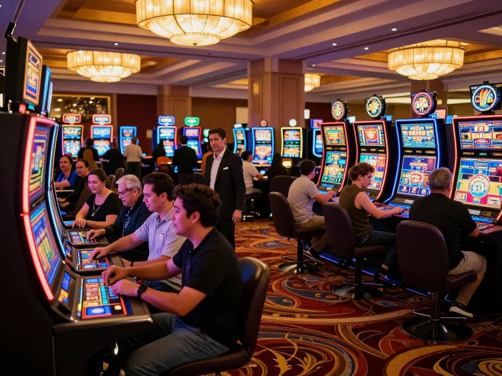 Exciting players engaging with vibrant slot machines at 88vv casino