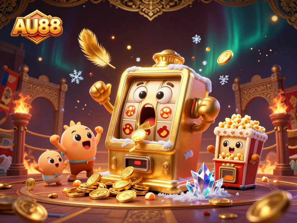 Celebrate big wins at AU88 with vibrant 3D slot machines and dazzling coins raining down.