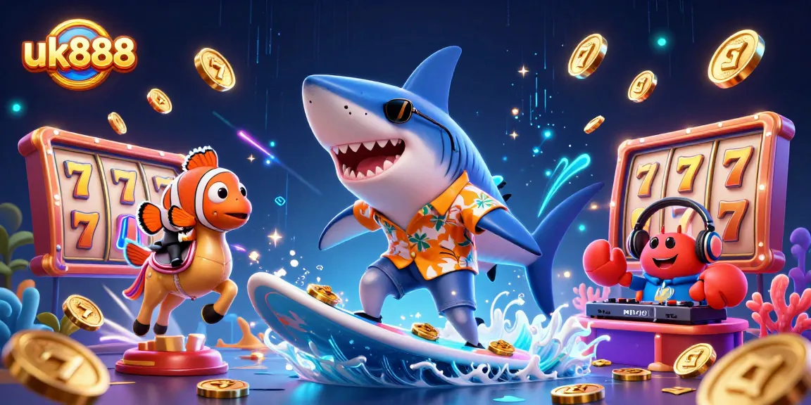 Engage with thrilling gaming adventures at uk888, featuring a lively casino scene with immersive slot elements.