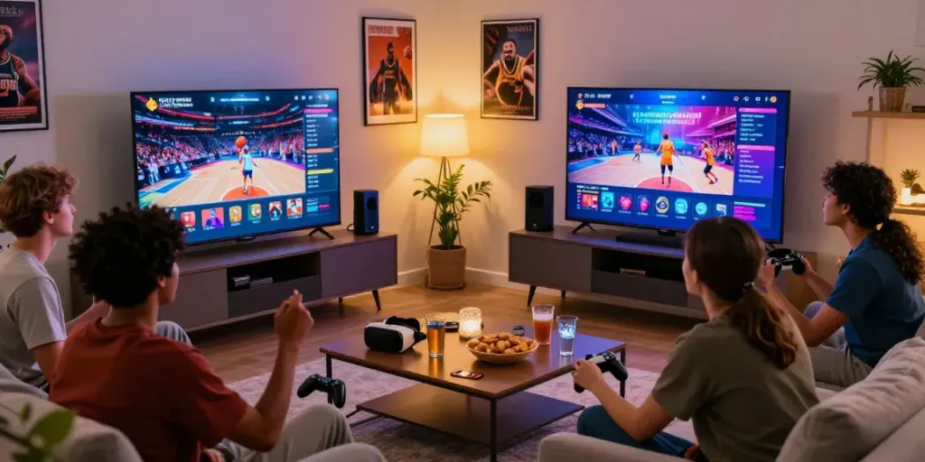 Friends enjoying five88 online gaming experience in a cozy living room.