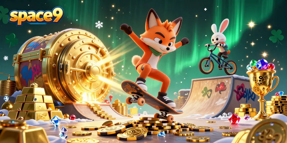 Engage in thrilling gaming at space9 with colorful characters and dazzling casino elements.
