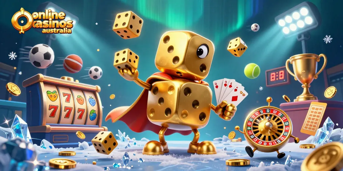 Experience vibrant action in online casinos Australia with stunning golden dice and lively slot games.
