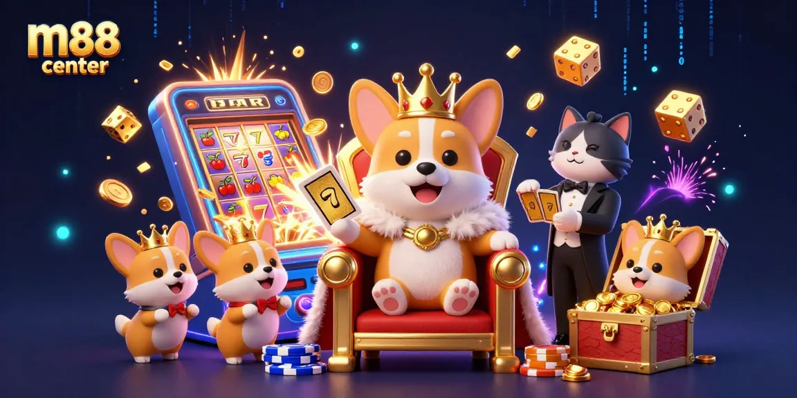 Experience the excitement at M88 center with vibrant casino characters and dynamic gaming elements.
