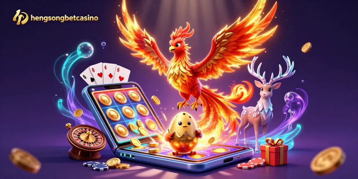 Experience big wins with hengongbetcasino showcasing a fiery phoenix and dynamic slot games