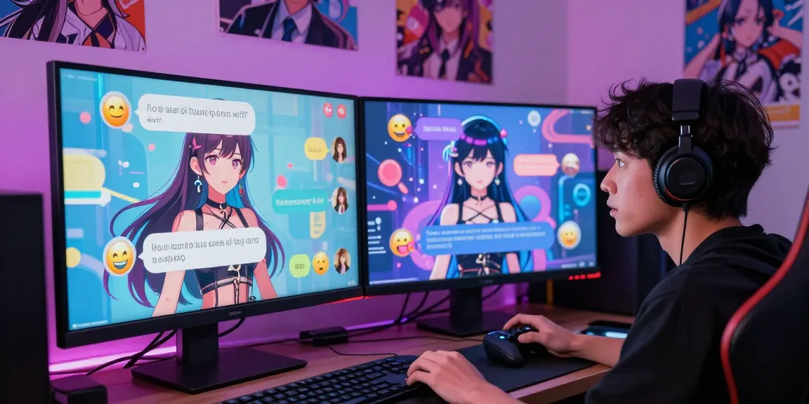 Engaging in AI hentai chat with vibrant anime characters in a digital chatroom