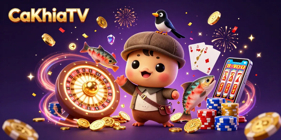 Experience dynamic gameplay with CaKhiaTV's engaging visuals of cheerful characters and casino elements.