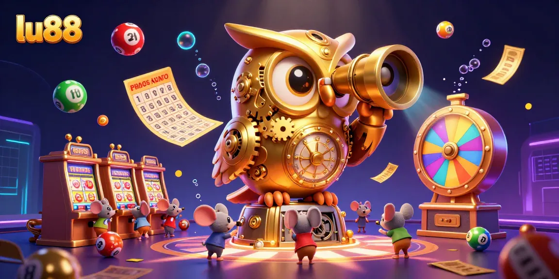Experience thrills at lu88 with dynamic casino scene featuring an owl and vibrant game elements.