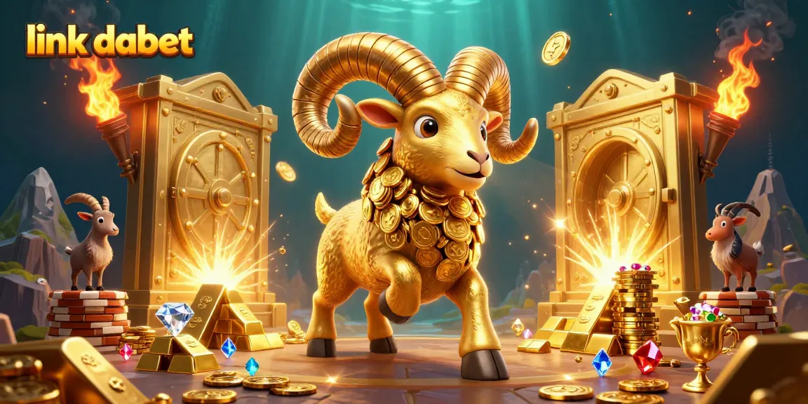 Engage in the excitement with link dabet as a golden ram charges through a treasure-filled casino gate.