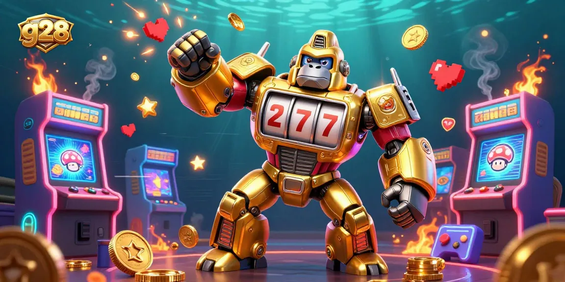 Engage with a vibrant casino scene showcasing g28's dynamic golden gorilla mech transforming gameplay excitement.