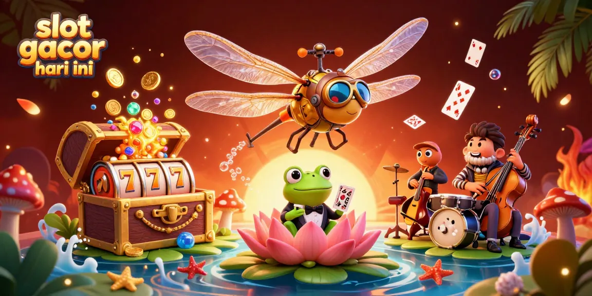 Engage in the thrill of 'slot gacor hari ini' illustrated with vibrant 3D characters in a lively casino scene.
