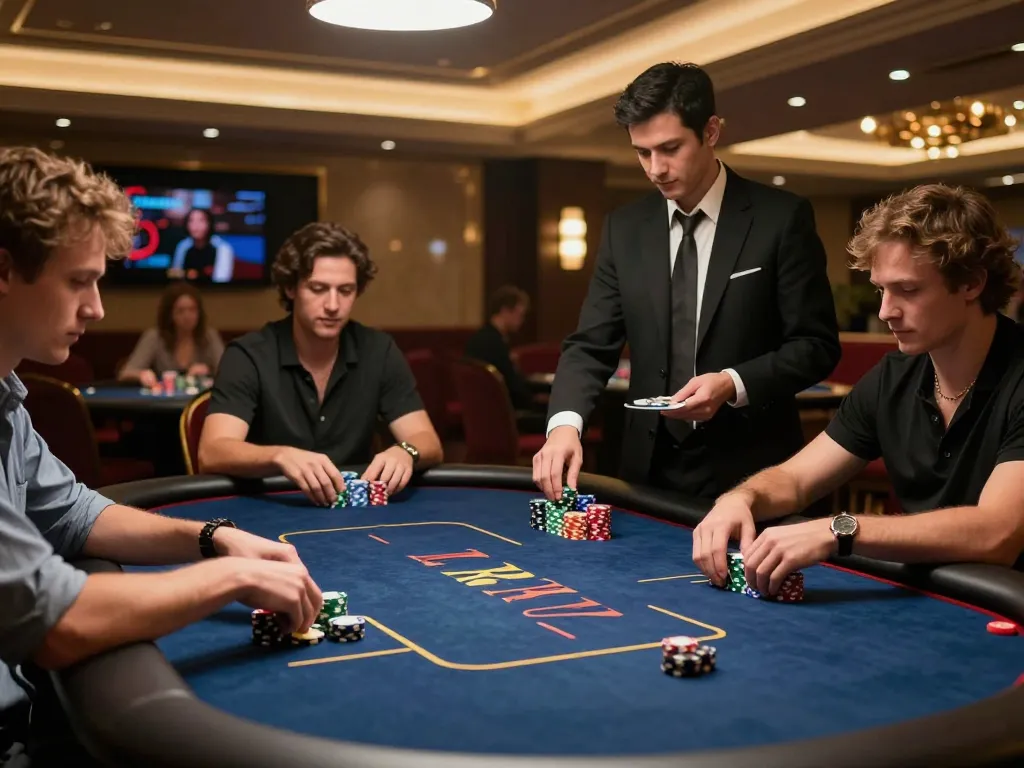 Gamebaidoithuong8 showing players in an upscale poker game at a luxury casino, capturing excitement and strategy.