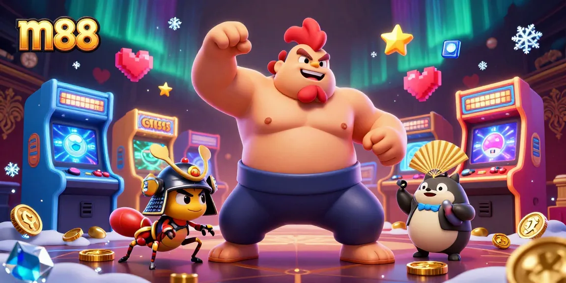 Experience thrilling action with m88 as mighty characters celebrate vibrant casino games.