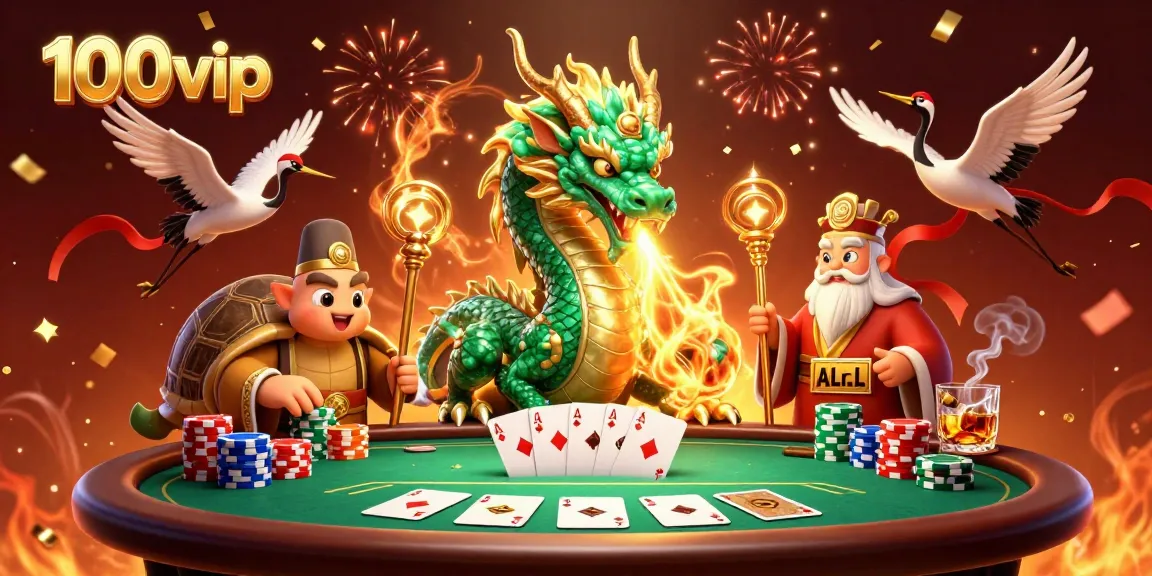 Experience excitement with 100vip as a jade dragon ignites the casino battlefield!