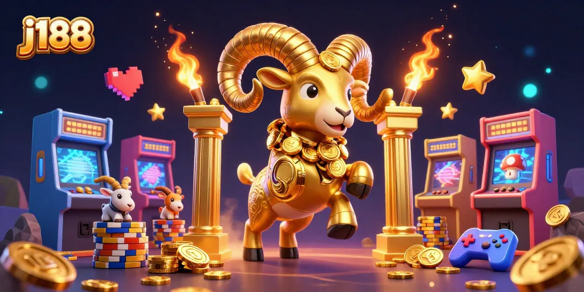 Engage in thrilling gameplay at j188 with a vibrant 3D casino scene featuring gold coins and energetic characters.