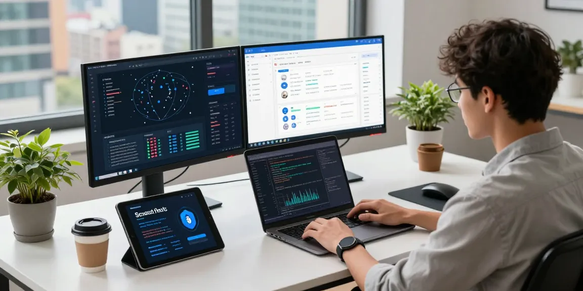 Developer using快连 for network optimization in a modern workspace.