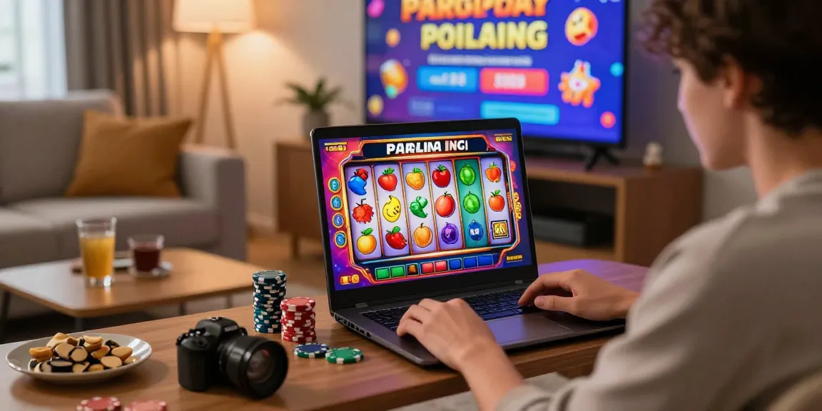Immersive online casino experience featuring pinup paraguay themed slot machine gameplay in a cozy home setting.