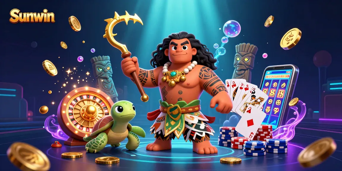 Spin to win at Sunwin with vibrant gaming elements and dynamic characters in action.