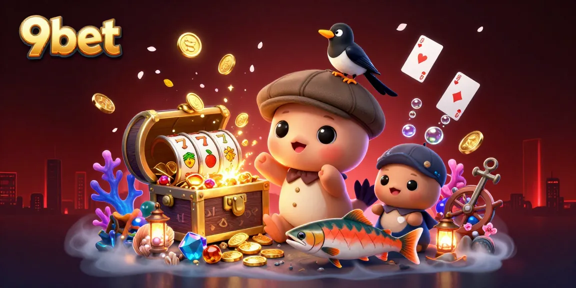 Experience thrilling gameplay with 9bet in a vibrant slot scene featuring Nessie and treasures.