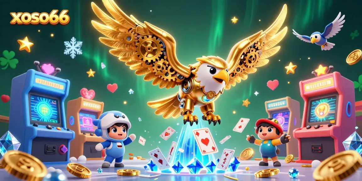Experience thrilling wins at xoso66 with vibrant 3D illustrations of exciting gaming elements and characters.